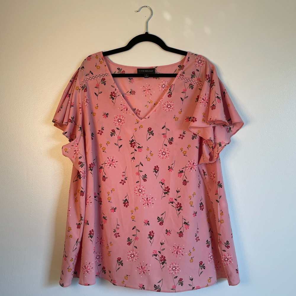Lane Bryant Floral Flutter Sleeve Top